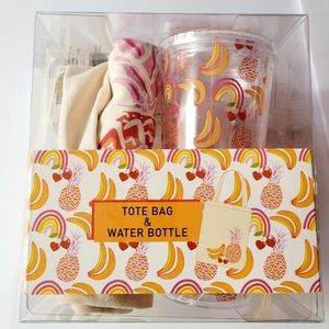 3-Piece Printed Tote, Tumbler and Straw Set Orange